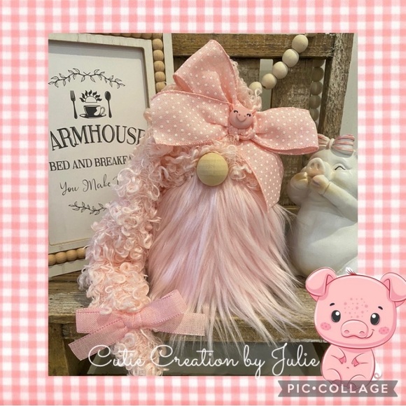 🐷Pig Gnome, Farmhouse Decor, Tier Tray Decor, Pig Lover Gift - Picture 7 of 7